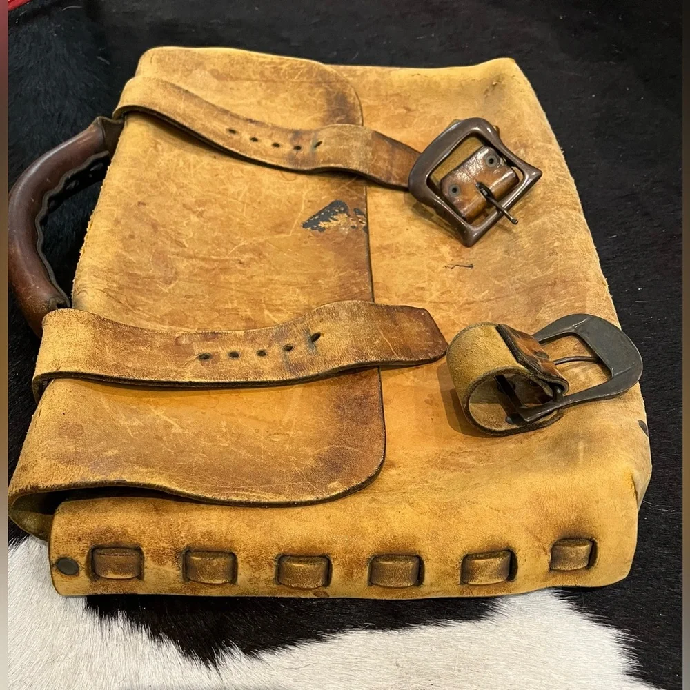 VINTAGE Yellow Leather Briefcase